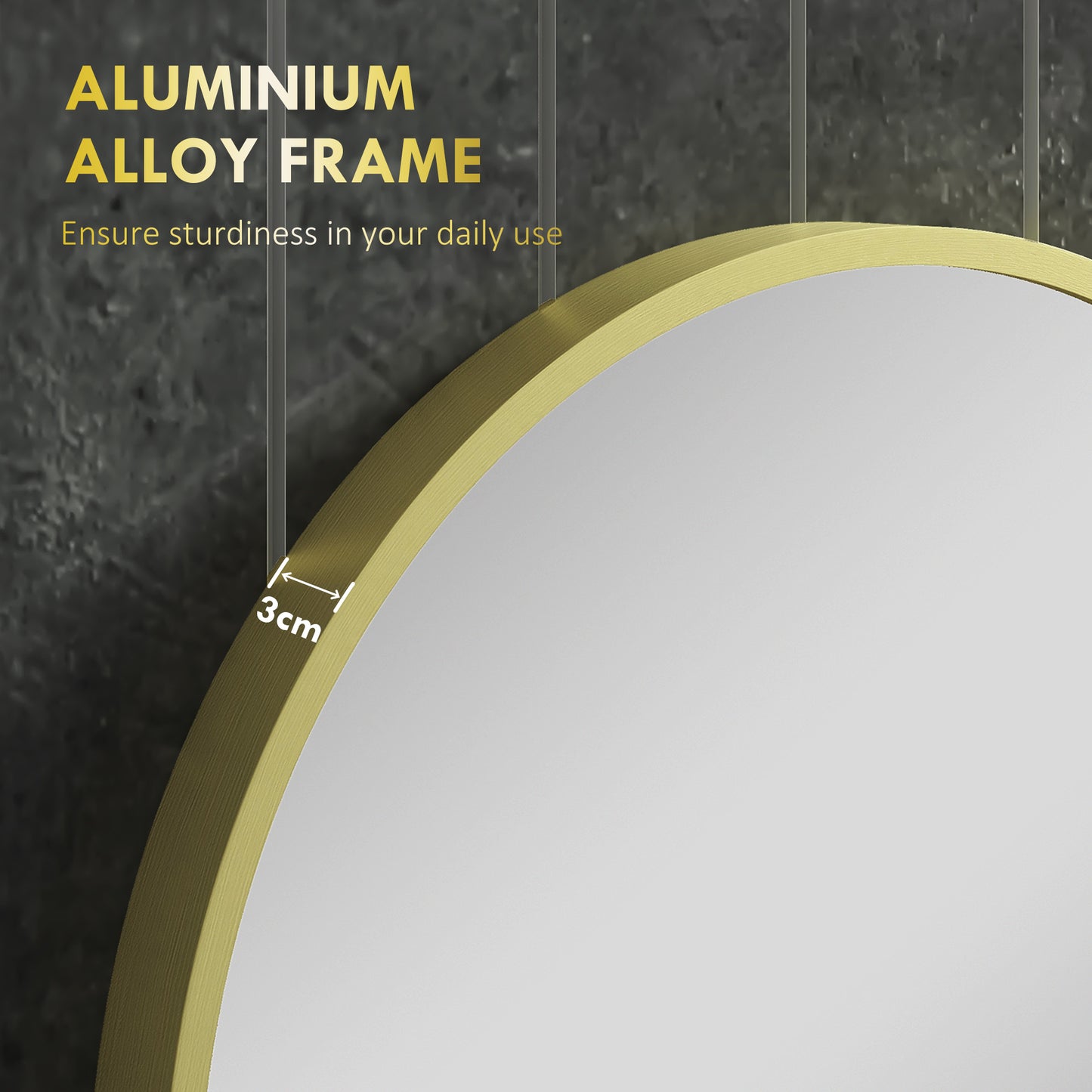 Round Bathroom Mirror, Modern Wall Mirror Aluminium Frame, 60 x 60cm
