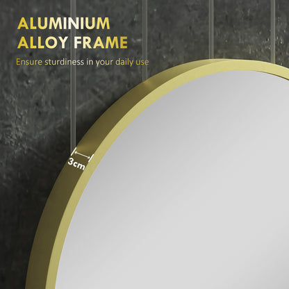 Round Bathroom Mirror, Modern Wall Mirror Aluminium Frame, 60 x 60cm