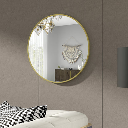 Round Bathroom Mirror, Modern Wall Mirror Aluminium Frame, 60 x 60cm