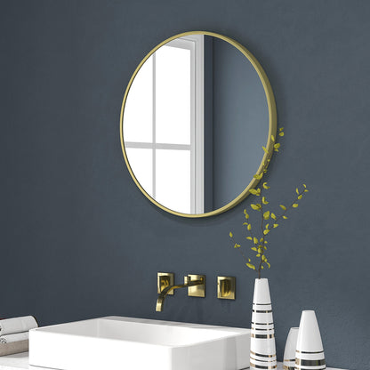 Round Bathroom Mirror, Modern Wall Mirror Aluminium Frame, 60 x 60cm