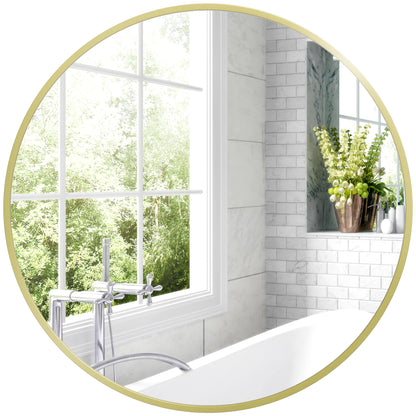 Round Bathroom Mirror, Modern Wall Mirror Aluminium Frame, 60 x 60cm