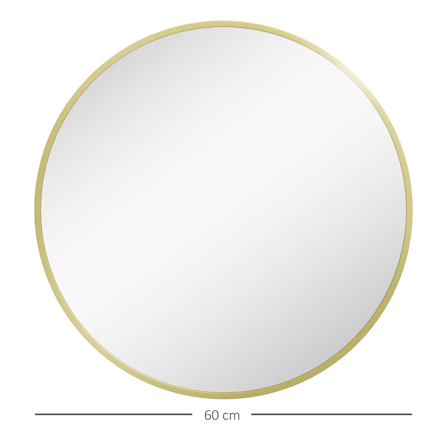 Round Bathroom Mirror, Modern Wall Mirror Aluminium Frame, 60 x 60cm