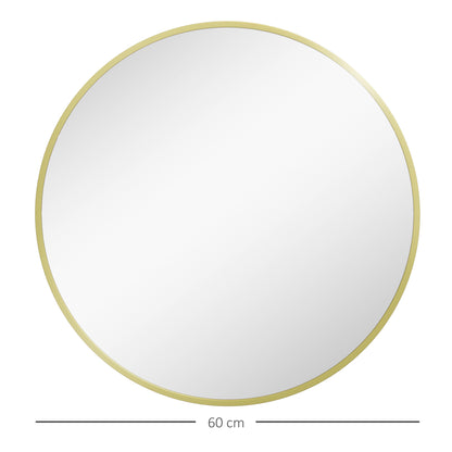 Round Bathroom Mirror, Modern Wall Mirror Aluminium Frame, 60 x 60cm