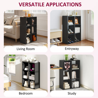 6-Cube Bookshelf, Display Shelving Unit for Home Office, Black