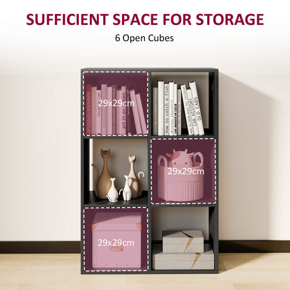 6-Cube Bookshelf, Display Shelving Unit for Home Office, Black