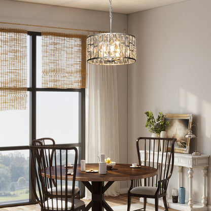 Flush Mount Ceiling Light, 3-Light Crystal Chandelier for Living Room