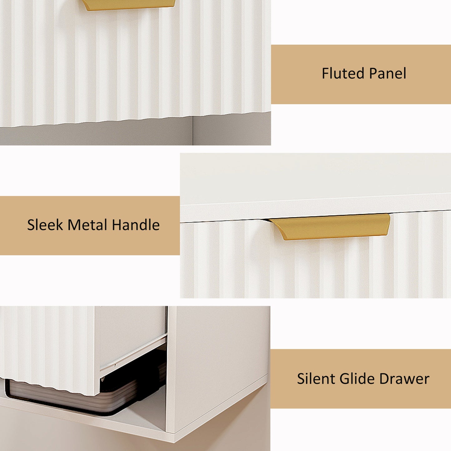 Floating Nightstands Set of 2, Wall Mounted Bedside Tables, White