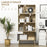 Modern Bookcase with Bottom Cabinet and 6 Open Shelves, Freestanding Bookshelf for Study Living Room Home Office, Natural and Grey