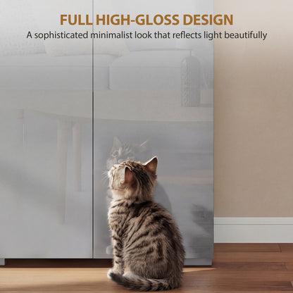 180cm Tall Kitchen Cupboard, Pantry Storage Cabinet, High Gloss Grey