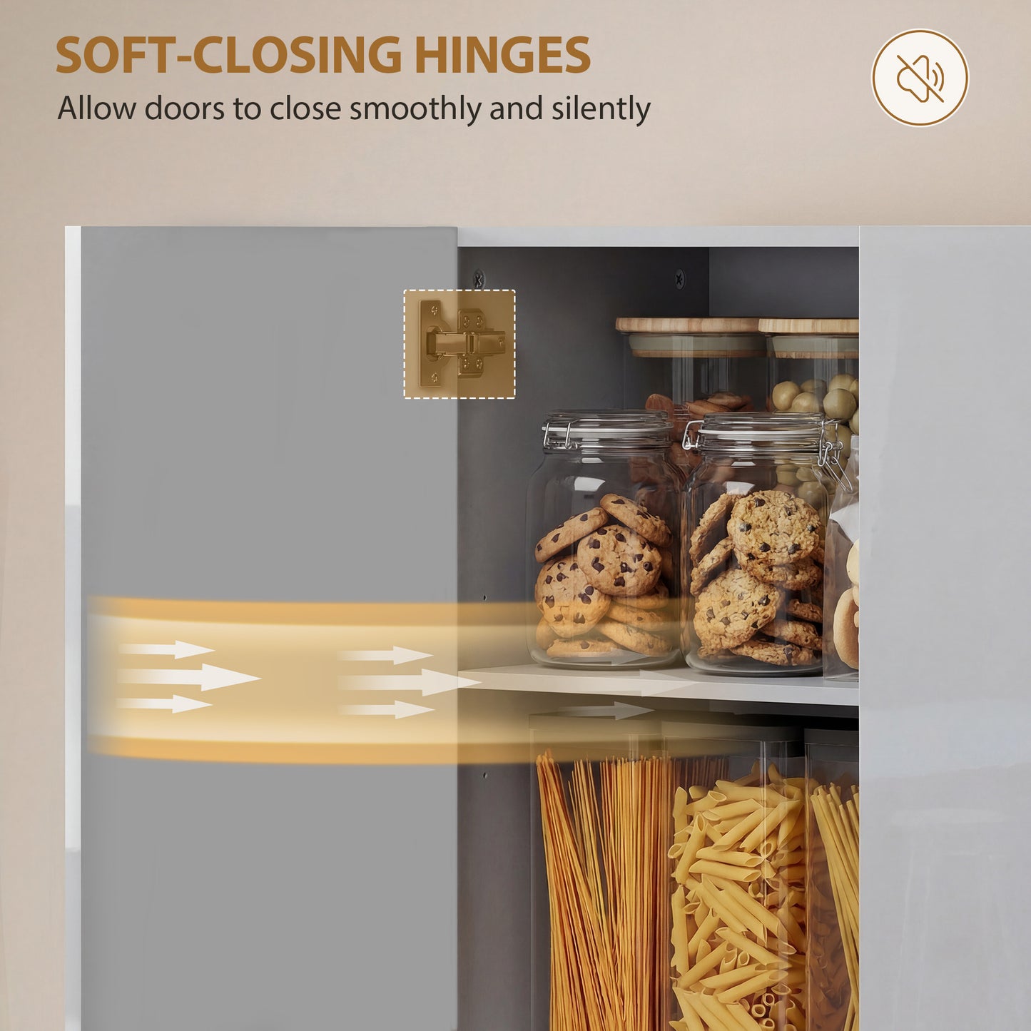 180cm Tall Kitchen Cupboard, Pantry Storage Cabinet, High Gloss Grey