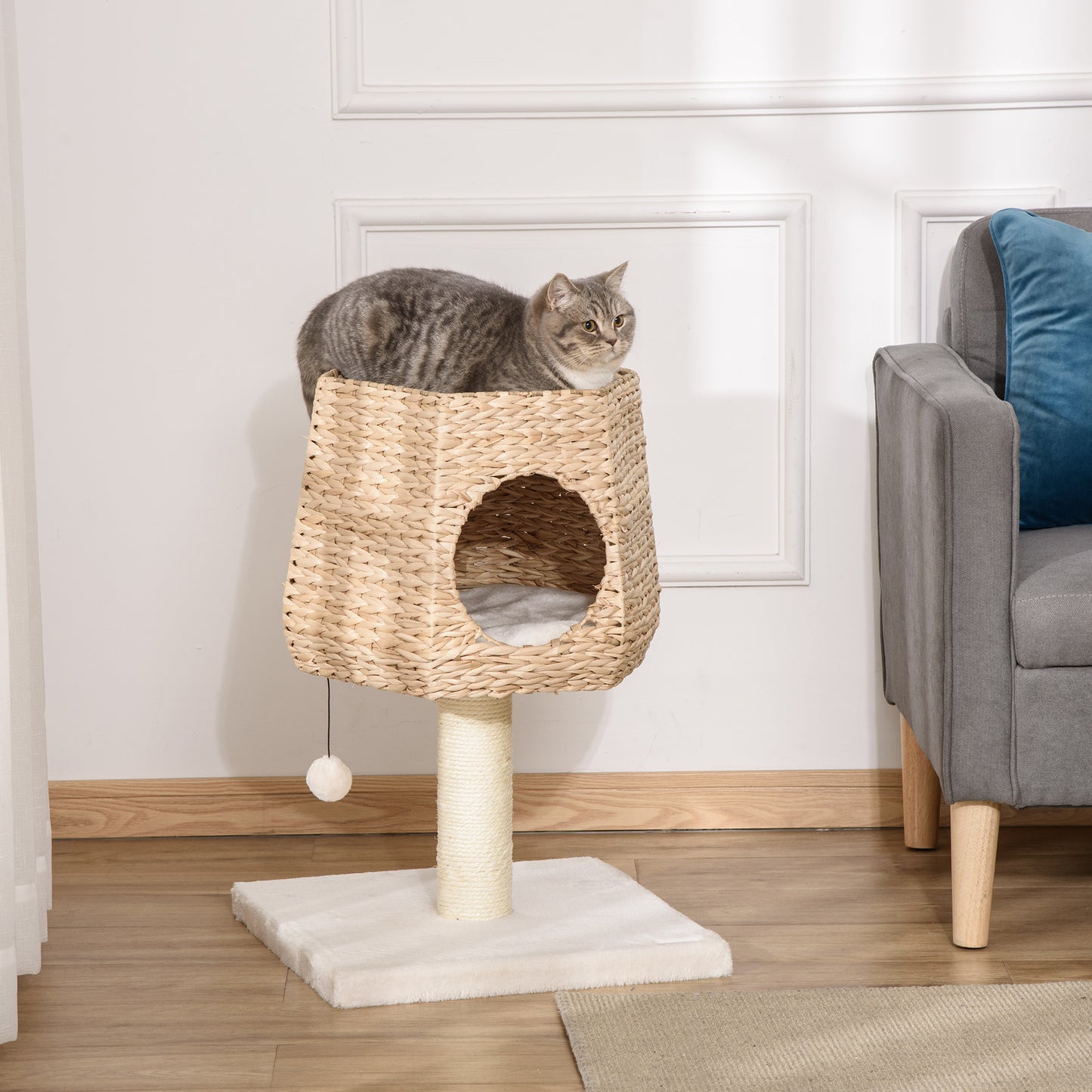 Cat Tree Activity Center with Cattail Fluff Bed Condo Sisal Post Ball