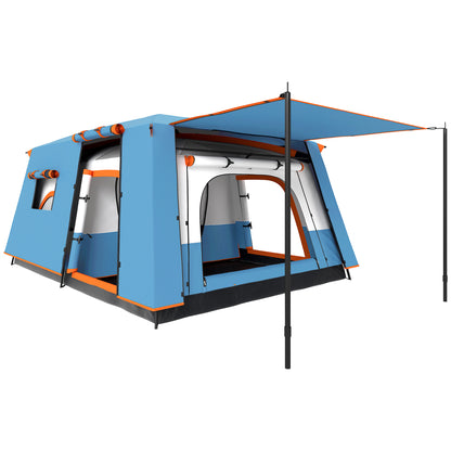 4-6 Man Camping Tent with 2 Bedroom, 3000mm Waterproof, Blue