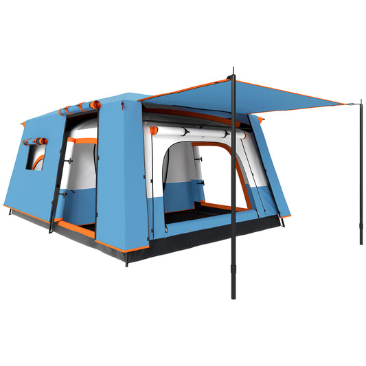 4-6 Man Camping Tent with 2 Bedroom, 3000mm Waterproof, Blue