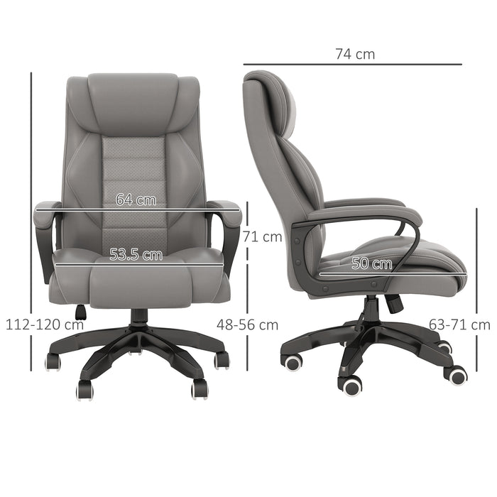 High Back Executive Office Chair 6- Point Vibration Massage Extra Padded Swivel Ergonomic Tilt Desk Seat, Grey