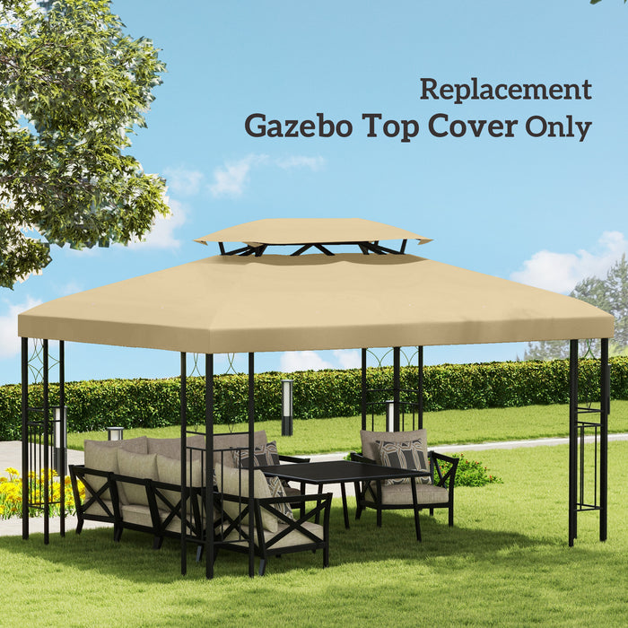 3x4m Gazebo Replacement Roof Canopy 2 Tier Top UV Cover Cream White