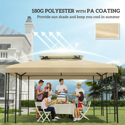 3x4m Gazebo Replacement Roof Canopy 2 Tier Top UV Cover Cream White