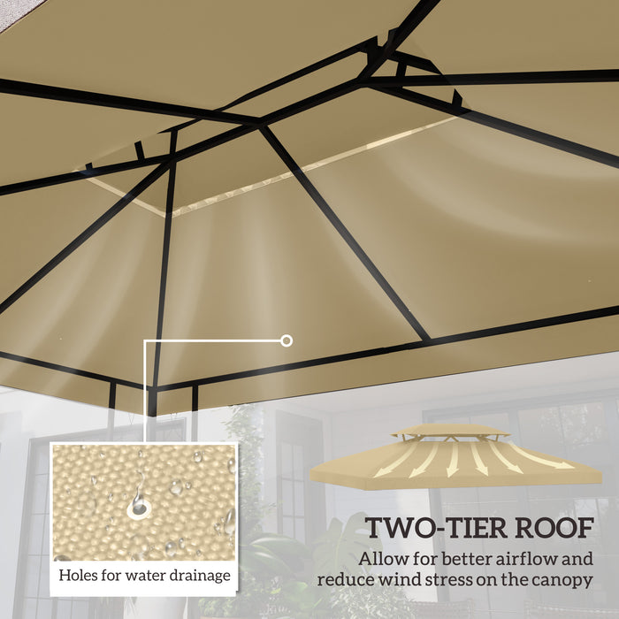 3x4m Gazebo Replacement Roof Canopy 2 Tier Top UV Cover Cream White