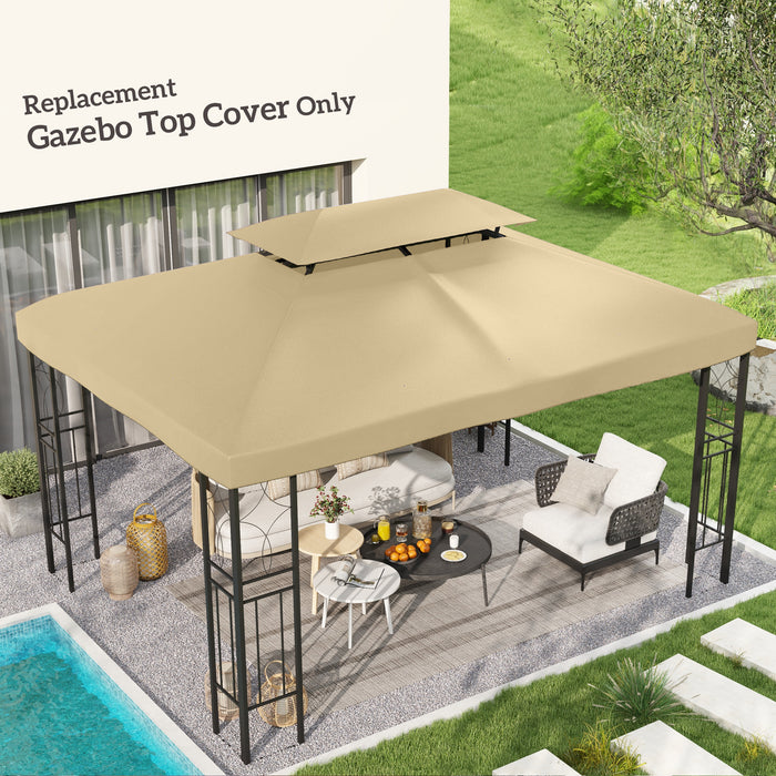 3x4m Gazebo Replacement Roof Canopy 2 Tier Top UV Cover Cream White