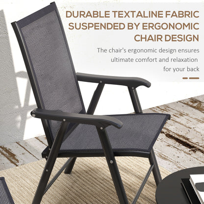 4-PCS Garden Armchairs Outdoor Patio Folding Furniture Grey