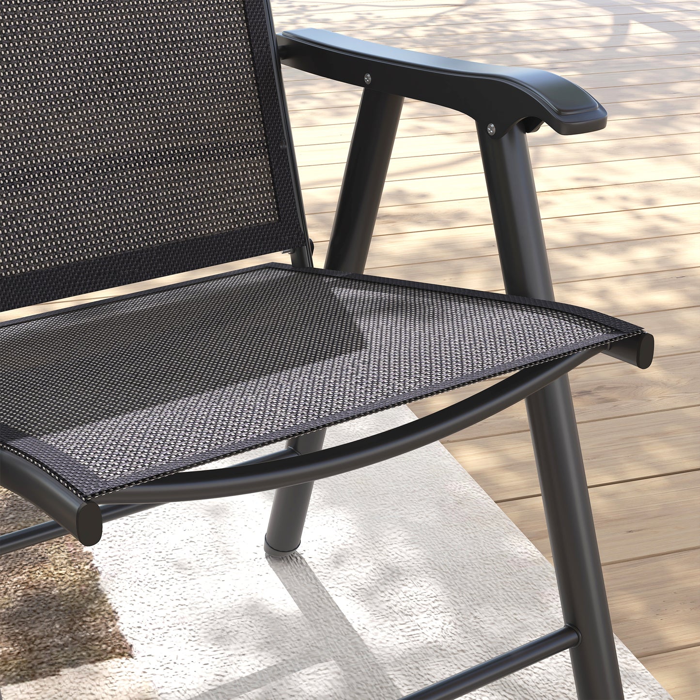 4-PCS Garden Armchairs Outdoor Patio Folding Furniture Grey