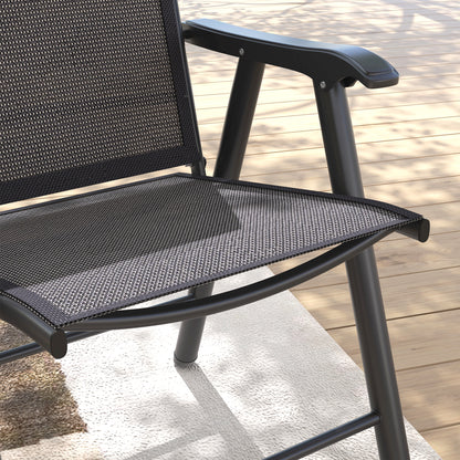 4-PCS Garden Armchairs Outdoor Patio Folding Furniture Grey