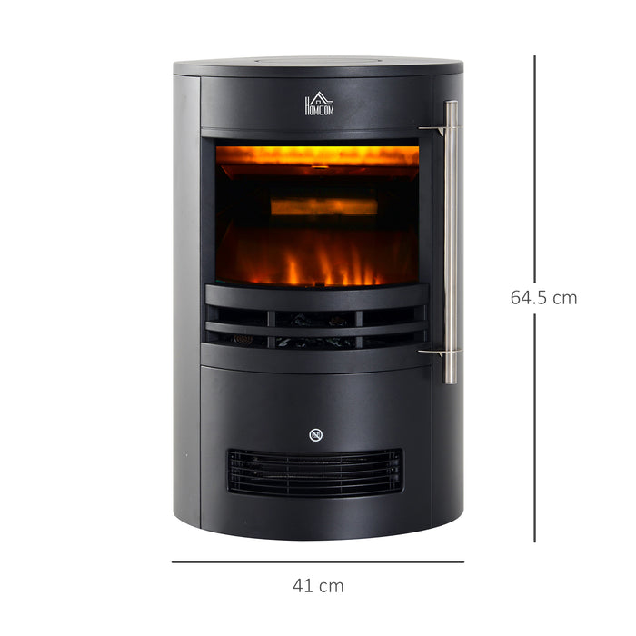 1000/2000W Freestanding Electric Fireplace, Indoor Heater Fire Stove with Log Burner Effect Flame, Thermostat Control