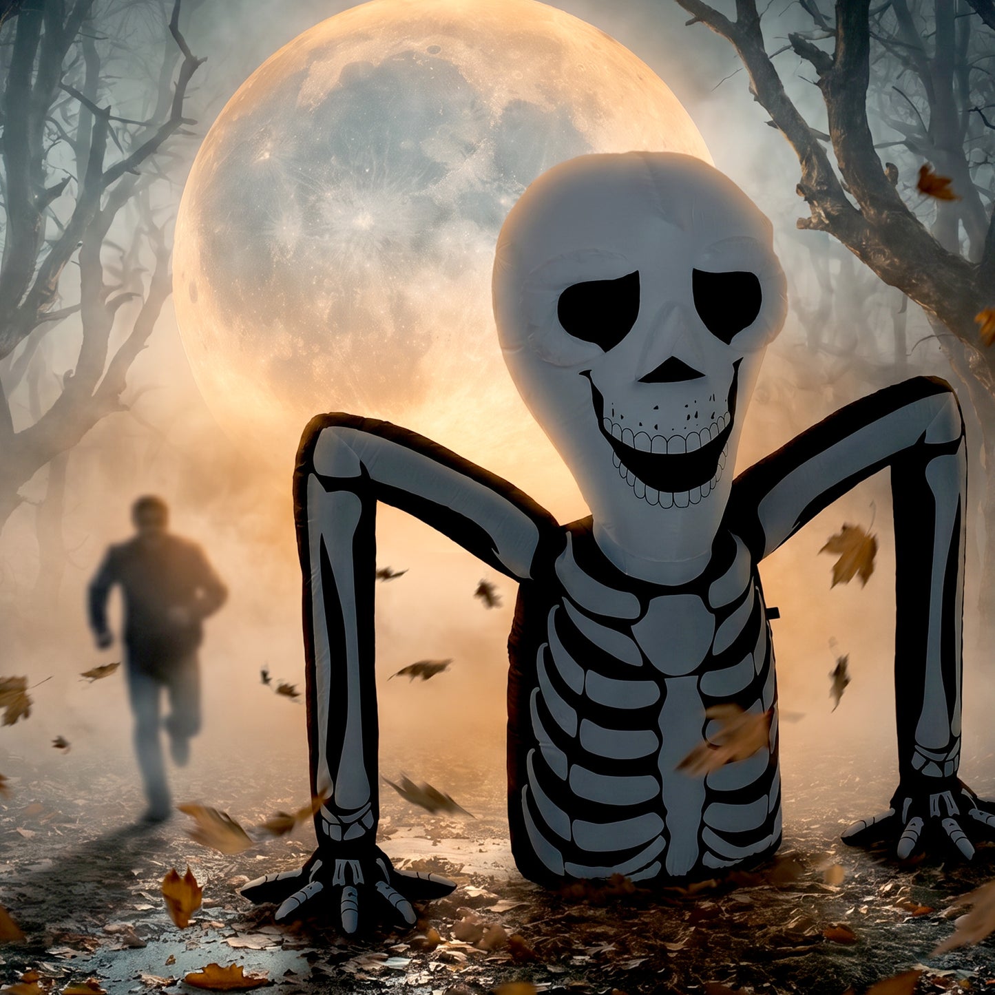 Inflatable Ground Crawling Skeleton with Built-in LED Lights