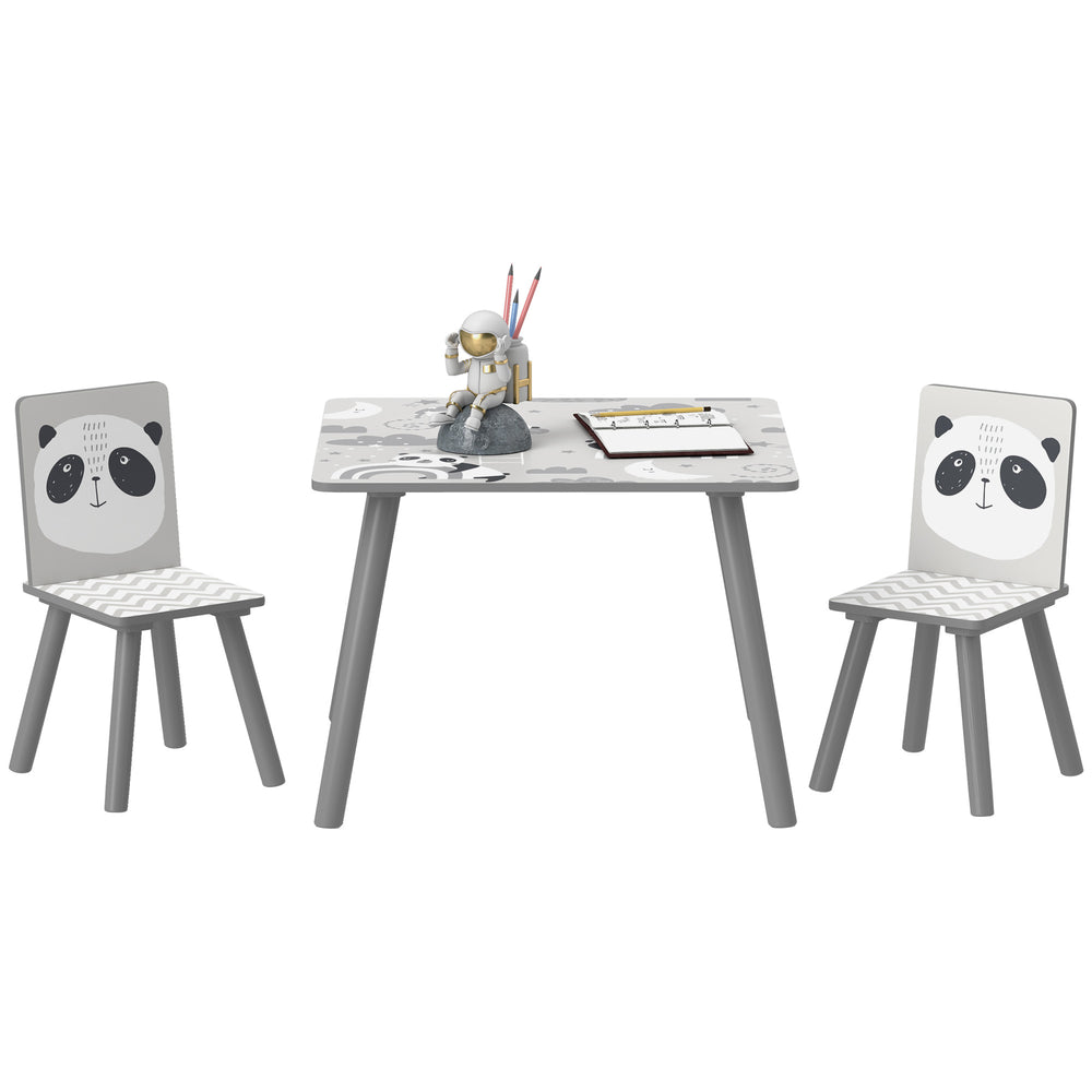 Kids Table and Chair Set, Toddler Table with 2 Chairs, Grey