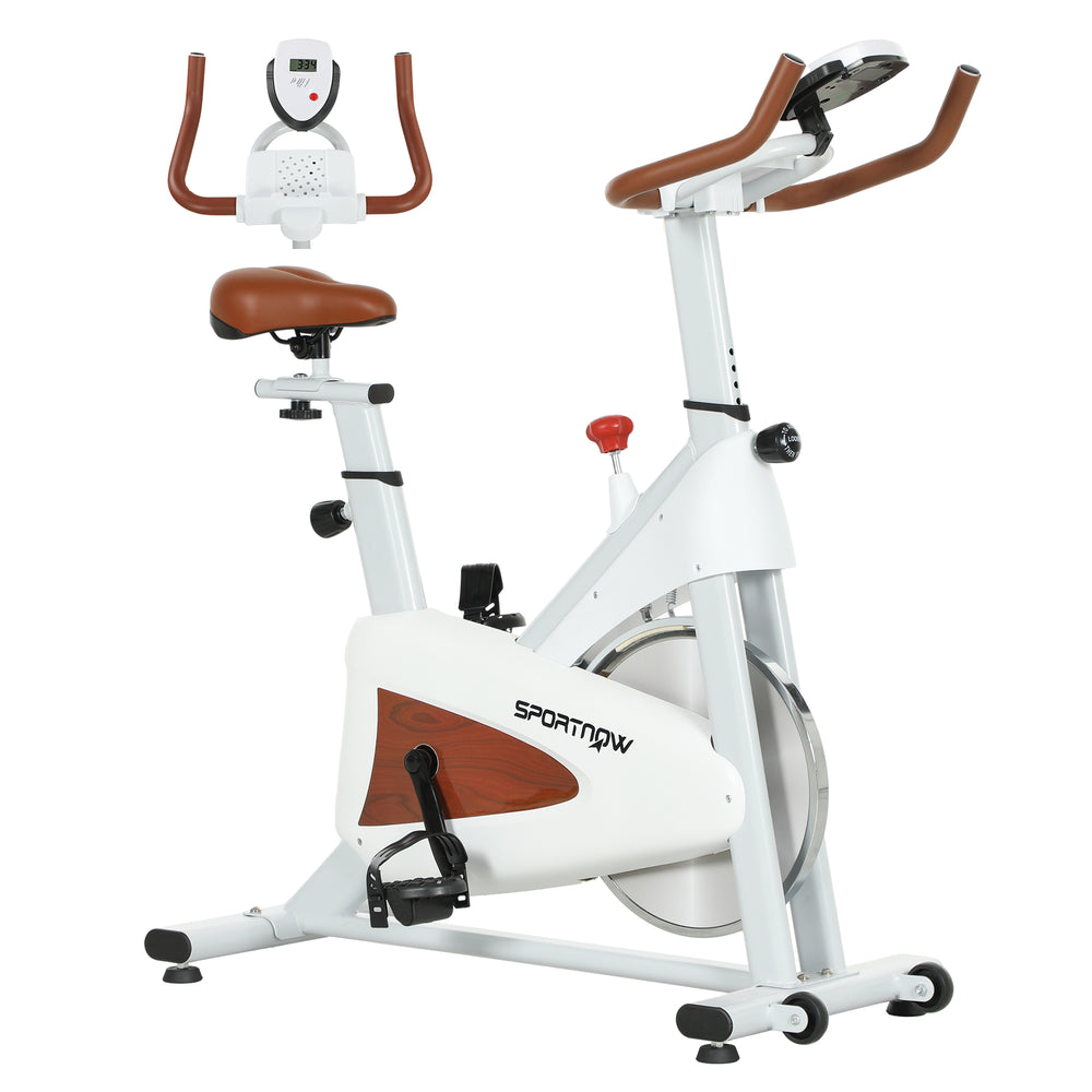 Quiet Stationary Exercise Bike with Adjustable Seat, White