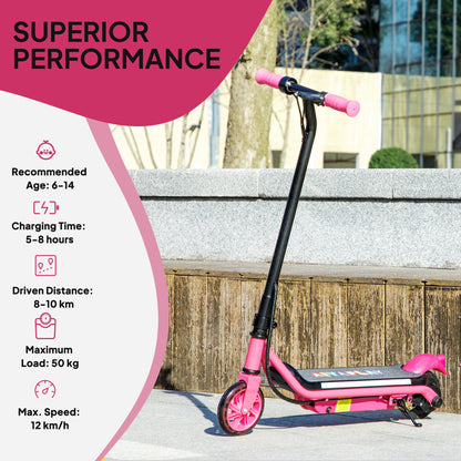 Electric Scooter for 6-14 with Dual Brakes & Colourful Light, Pink