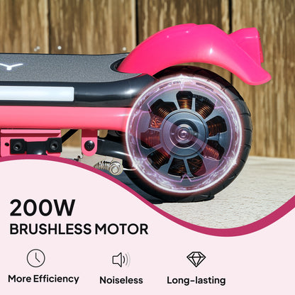 Electric Scooter for 6-14 with Dual Brakes & Colourful Light, Pink