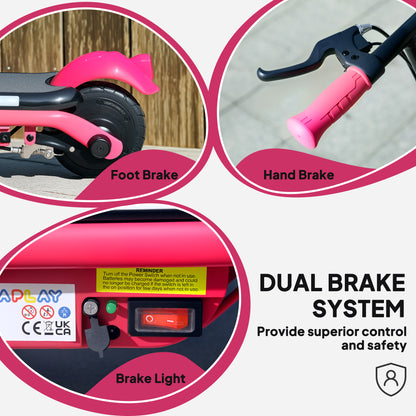 Electric Scooter for 6-14 with Dual Brakes & Colourful Light, Pink