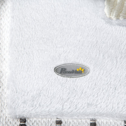 81cm Cat Scratching Post w/ Sisal Rope, Hanging Ball Soft Plush White