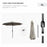 3(m) Tilting Parasol Garden Umbrellas, Outdoor Sun Shade with 8 Ribs, Tilt and Crank Handle for Balcony, Bench, Garden, Grey