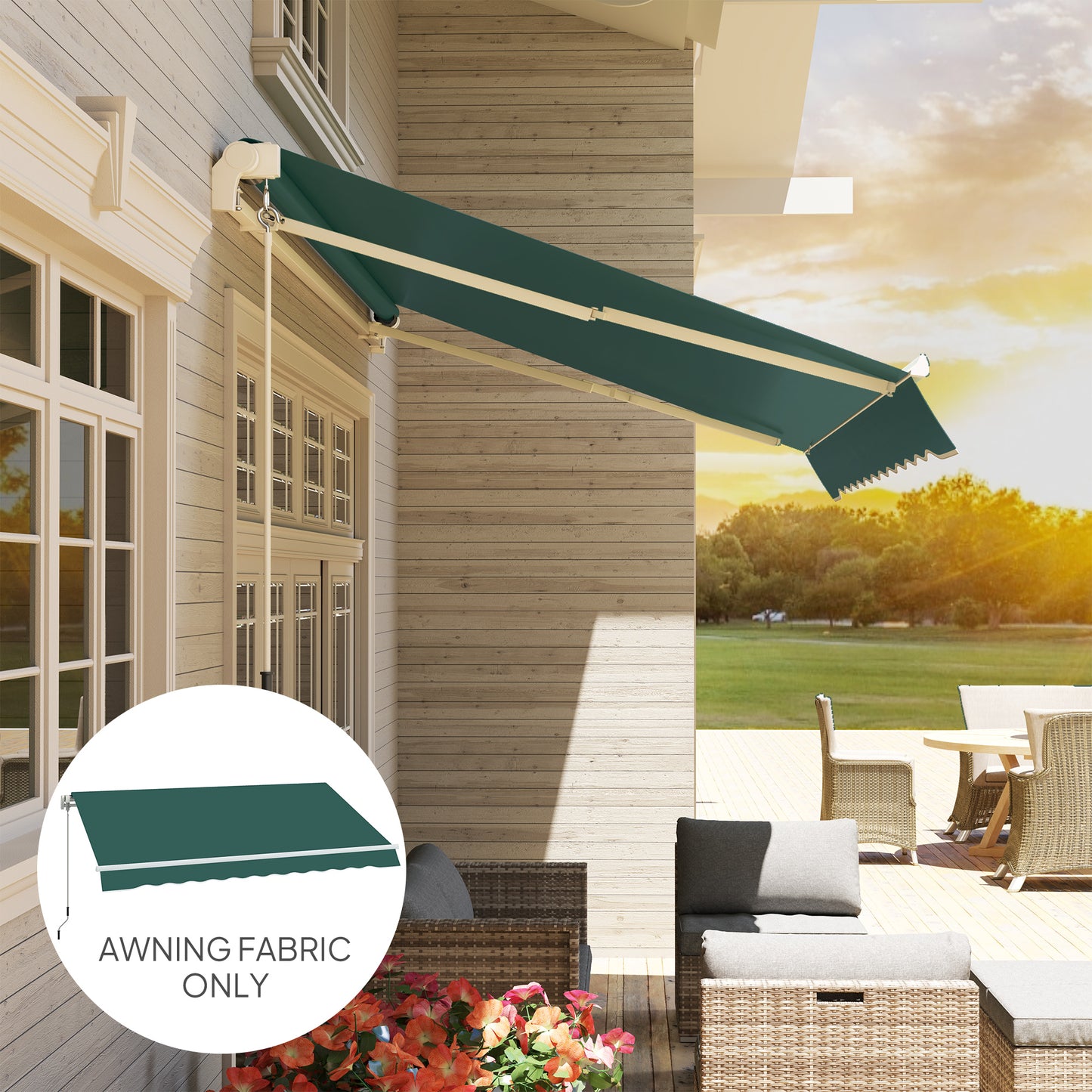 Replacement Canopy for 3 x 2.5 m Awning (Fabric Only), Green