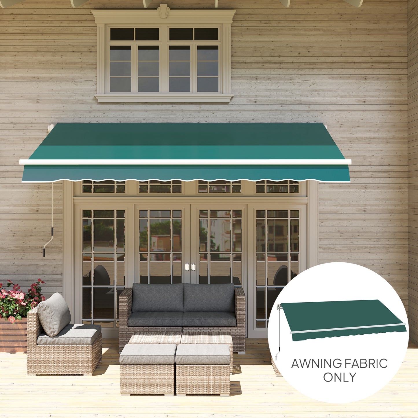 Replacement Canopy for 3 x 2.5 m Awning (Fabric Only), Green