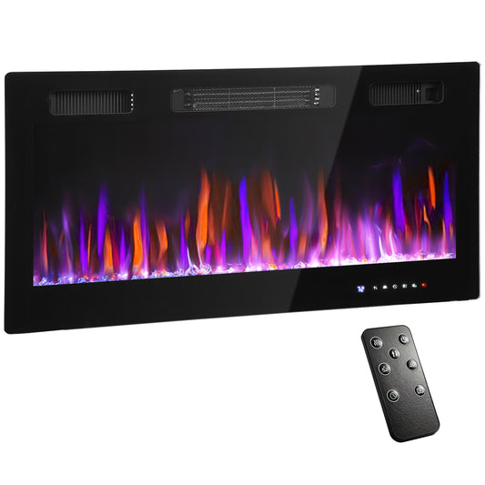 36" Wall Electric Fireplace, Slim Electric Fire, 1800W, Black