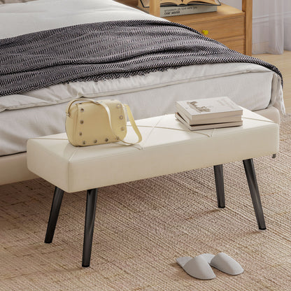 Upholstered Hallway Bench with X-Shape Design and Legs, Cream