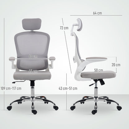 High Back Mesh Computer Desk Chair with Lumbar Support, Grey