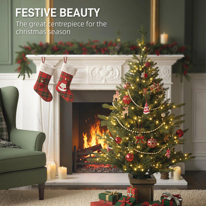 2 Pre Lit 4ft Artificial Christmas Trees with Lights, Pot, Realistic Tips