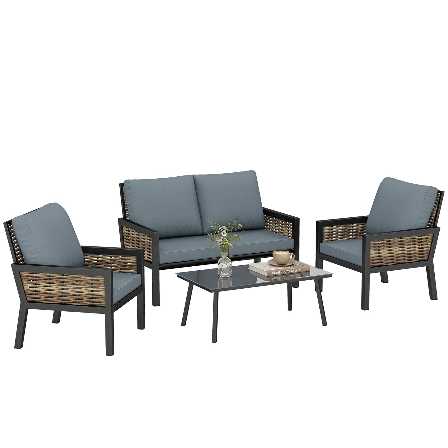 Rattan Garden Furniture Set, Outdoor Furniture Conversation Set