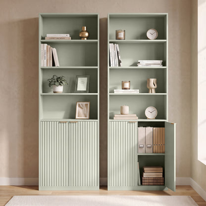 6-Tier Tall Bookcase with Adjustable Shelf Cabinet, Light Green