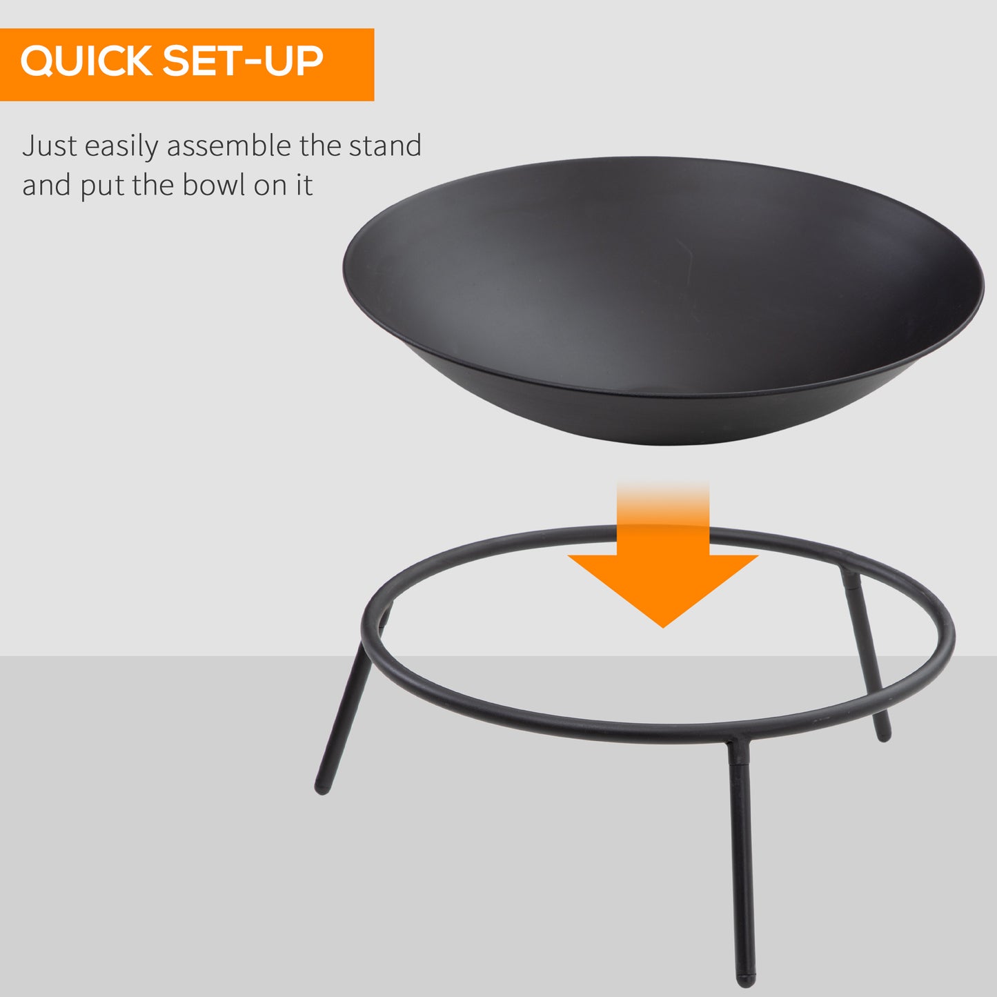 Fire Pit, Portable Firepit with Poker, Black