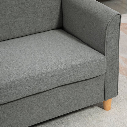 Double Seat Sofa Linen Upholstery Loveseat Couch w/ Armrests, Grey