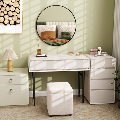 Round Bathroom Mirror, Modern Wall Mirror with Steel Frame, Black