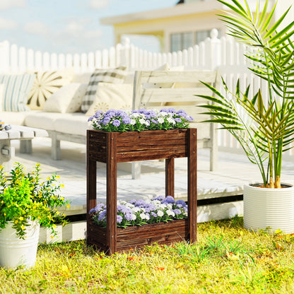 2-Tier Wooden Raised Planter, Raised Garden Bed on Legs