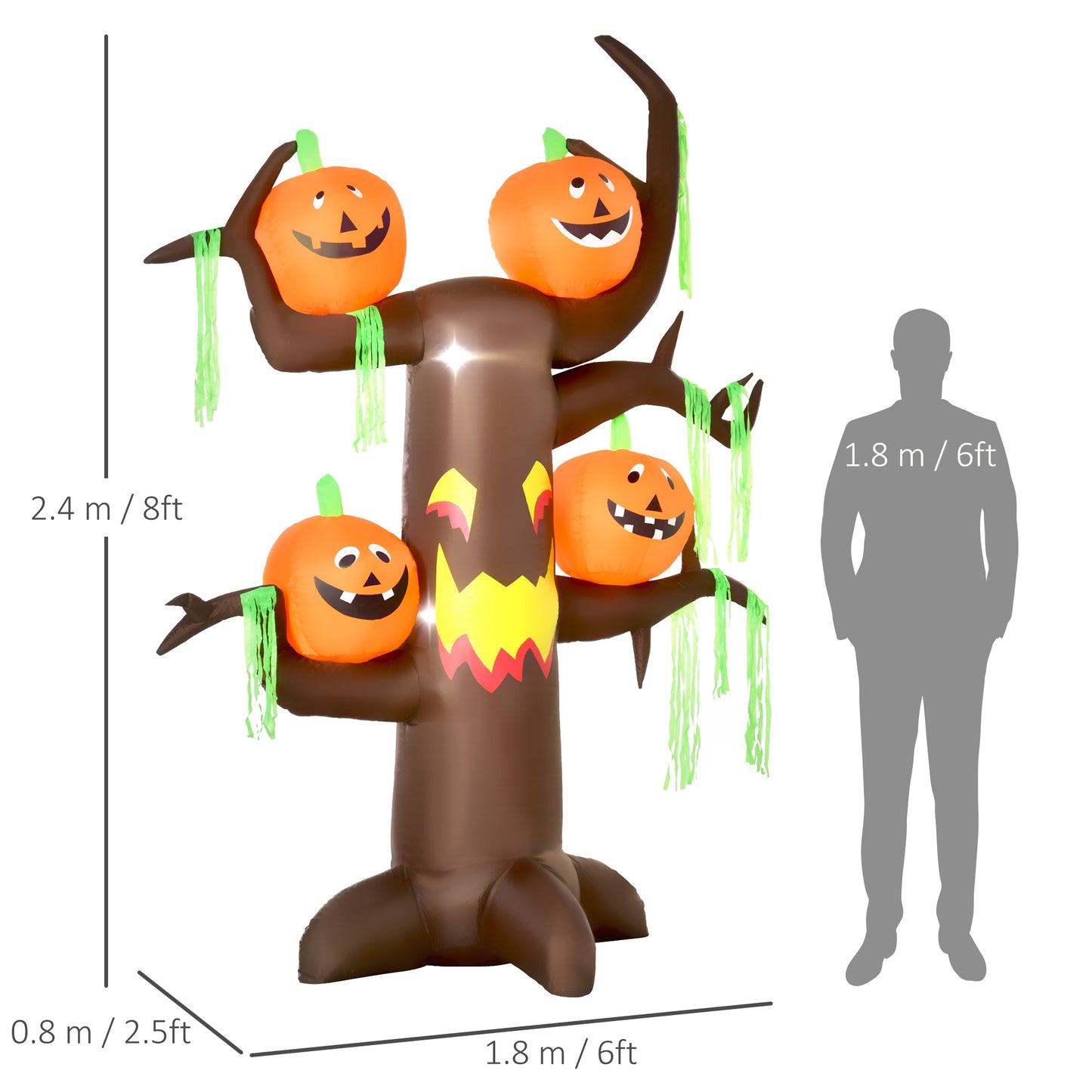 Inflatable Halloween Ghost Tree Pumpkins LED Lights Indoor Outdoor