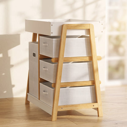 Baby Changing Table with 3 Drawers, Basket, Waterproof Pad
