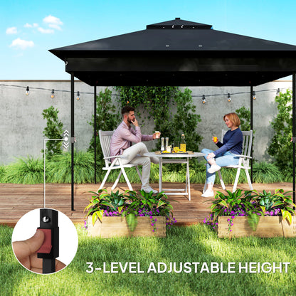 3x3(m) Pop Up Gazebo w/ Solar-Powered LED Lights Netting Black