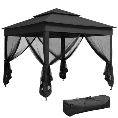 Garden Folding Tent Heavy Duty Pop Up Gazebo for Party Black